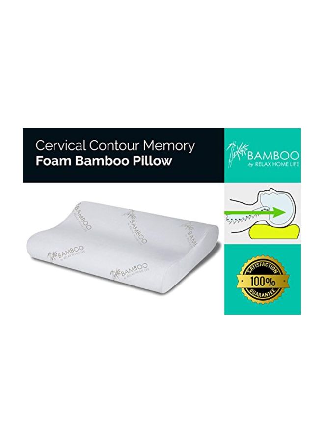 Relax Home Life - Contour Memory Foam Bamboo Pillow White King - Image 1