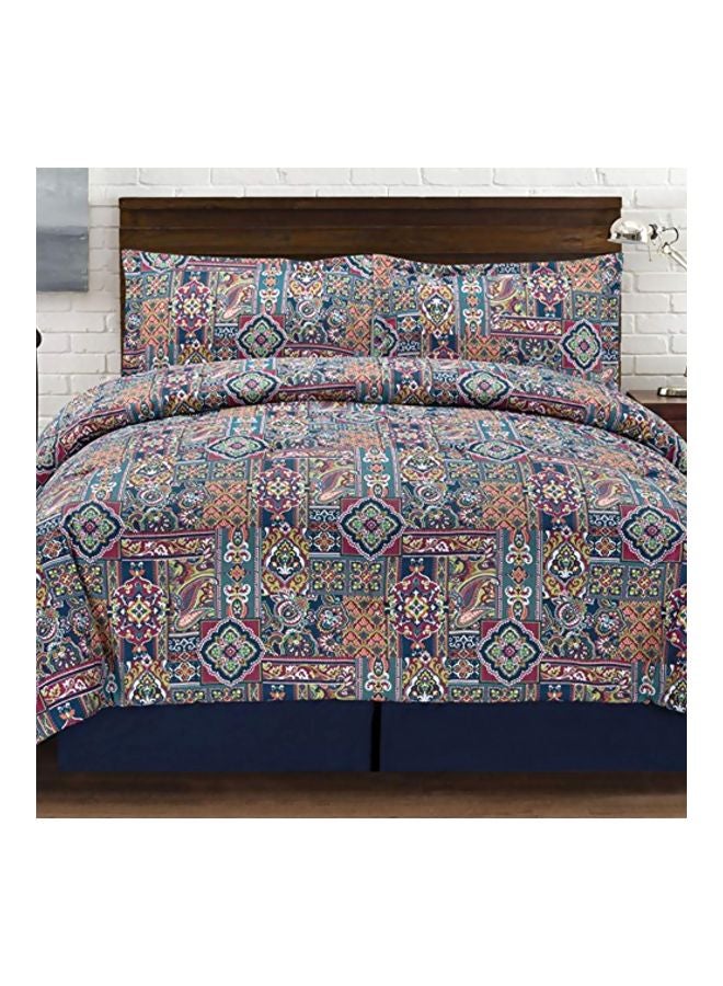 طقم غطاء لحاف مطبّع مكون من 4 قطع polyester متعدد الألوان Queen