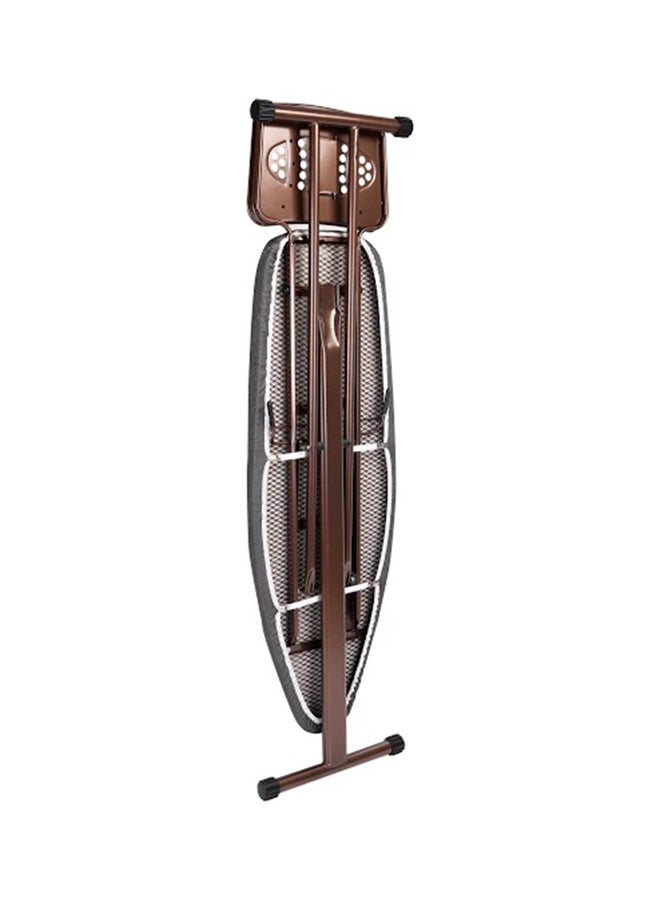 Royalford Portable Ergo-Wide Pro Ironing Board With Steam Iron Rest And Heat Resistant Metallic Cover Brown 162x43x96cm  - Image 2