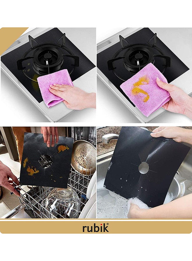 Rubik 8-Piece Gas Stove Burner Cover Black 25 x 25centimeter - Image 2