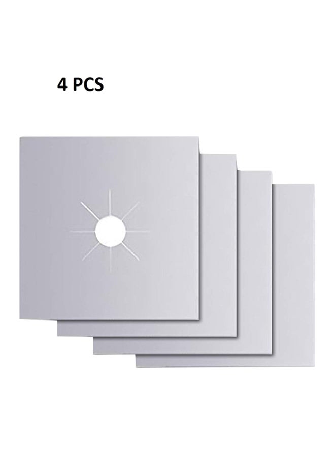 Rubik 4-Piece Gas Stove Burner Cover Silver 25 x 25centimeter - Image 1
