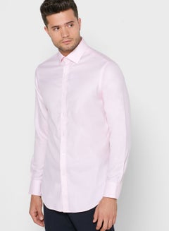Button Cuff Slim Fit Shirt Pink