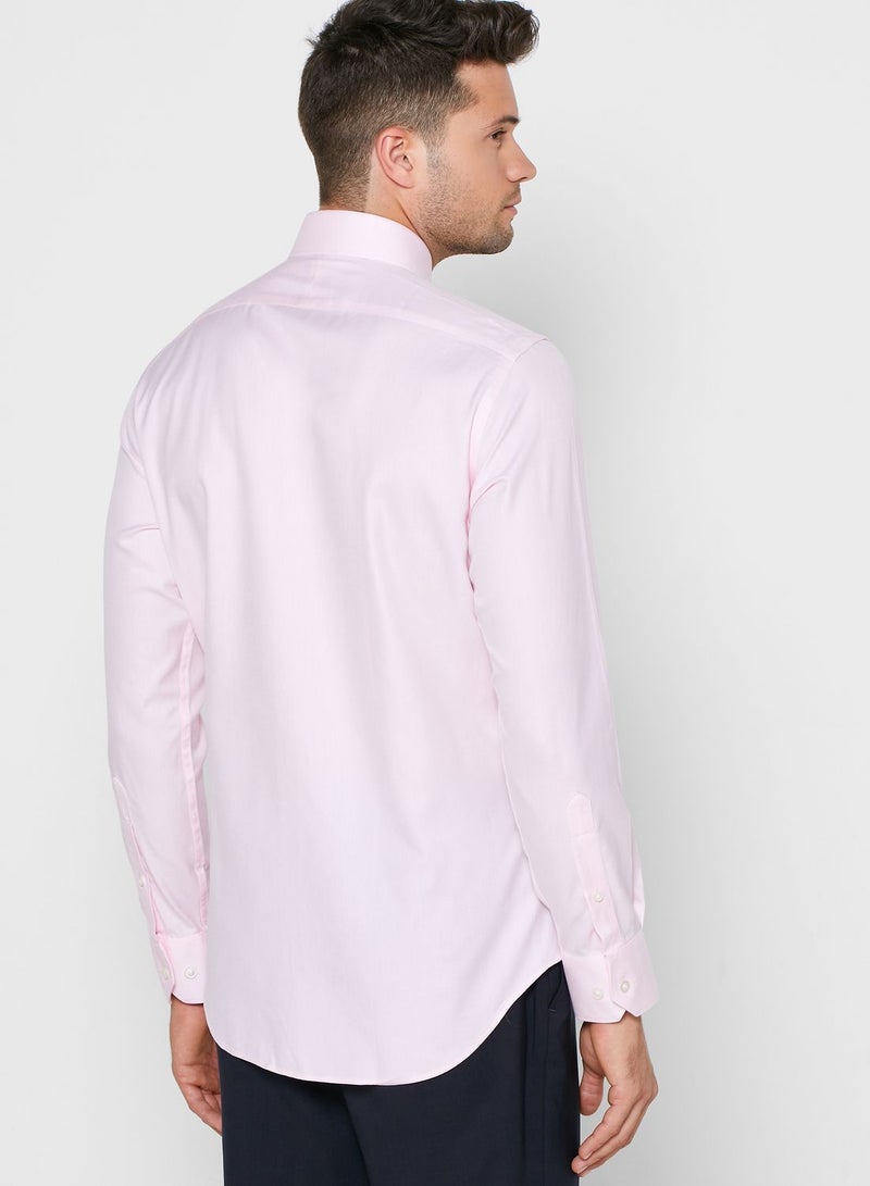 T.M Lewin - Button Cuff Slim Fit Shirt Pink - Image 1