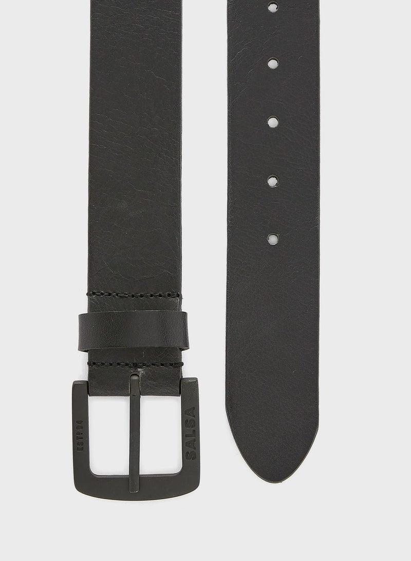 سلسا حزام من ألياف صناعية بتصميم كلاسيكي أسود - Image 2