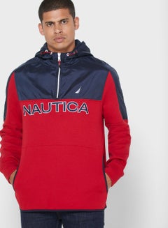 Buy NAUTICA Color Block Half Zip Hoodie Red/Navy in Bahrain