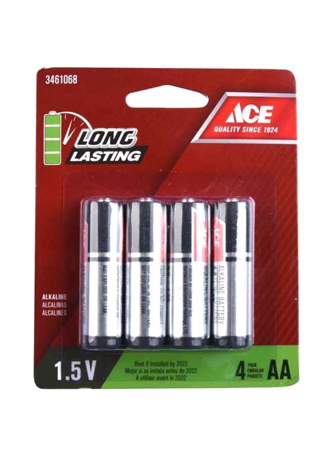 ACE 4-Piece AA Alkaline Battery Silver/Black 