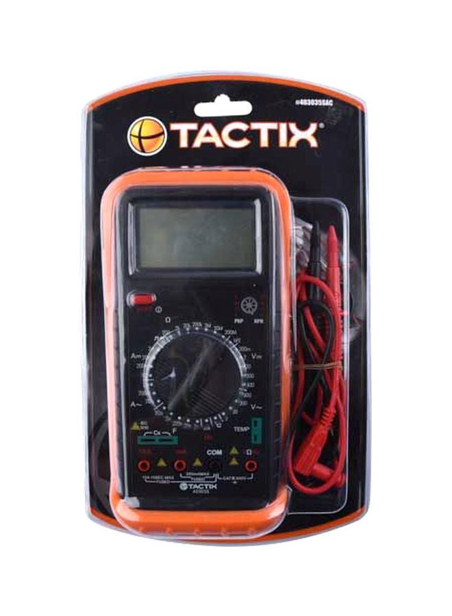 Tactix Electronic Digital Multimeter Orange/Black/Red 6x29x18cm 