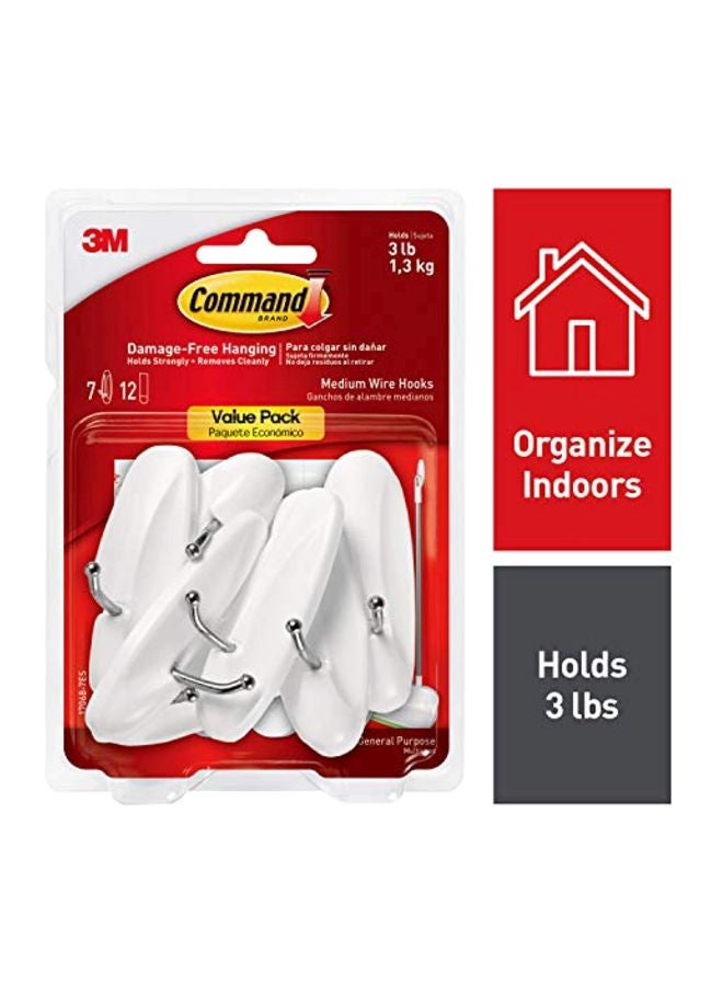 Command Medium Wire Hooks White 3.1 x 1.1 x 1.1inch  - Image 1