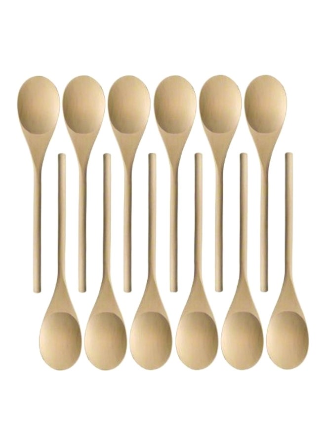 12-Piece Wooden Spoon Set Brown 12inch