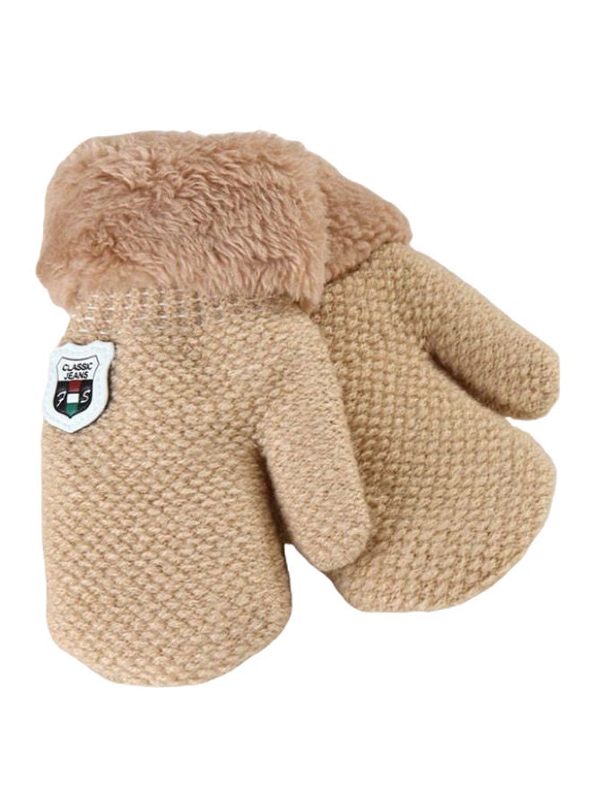 Pair Of Winter Warm Full Finger Mittens Gloves With Rope