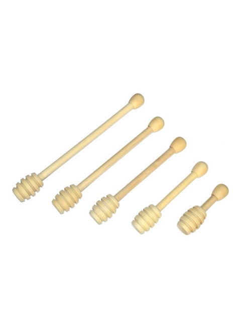 5-Piece Wooden Honey Spoon Beige