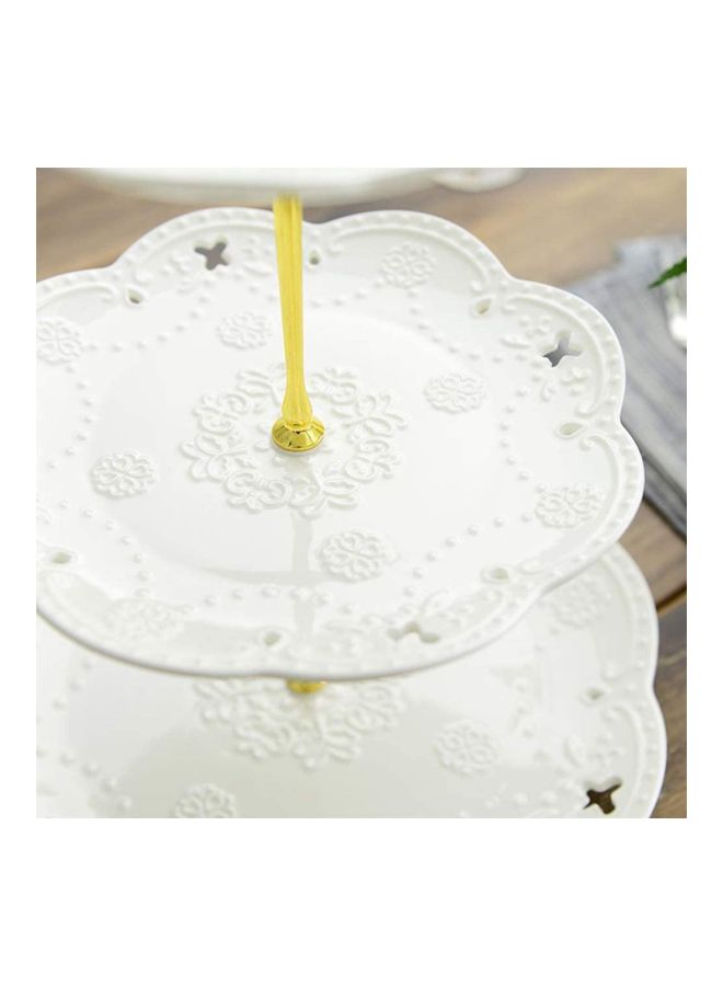 3-Tier Ceramic Cake Stand White/Gold 14.5inch - Image 3