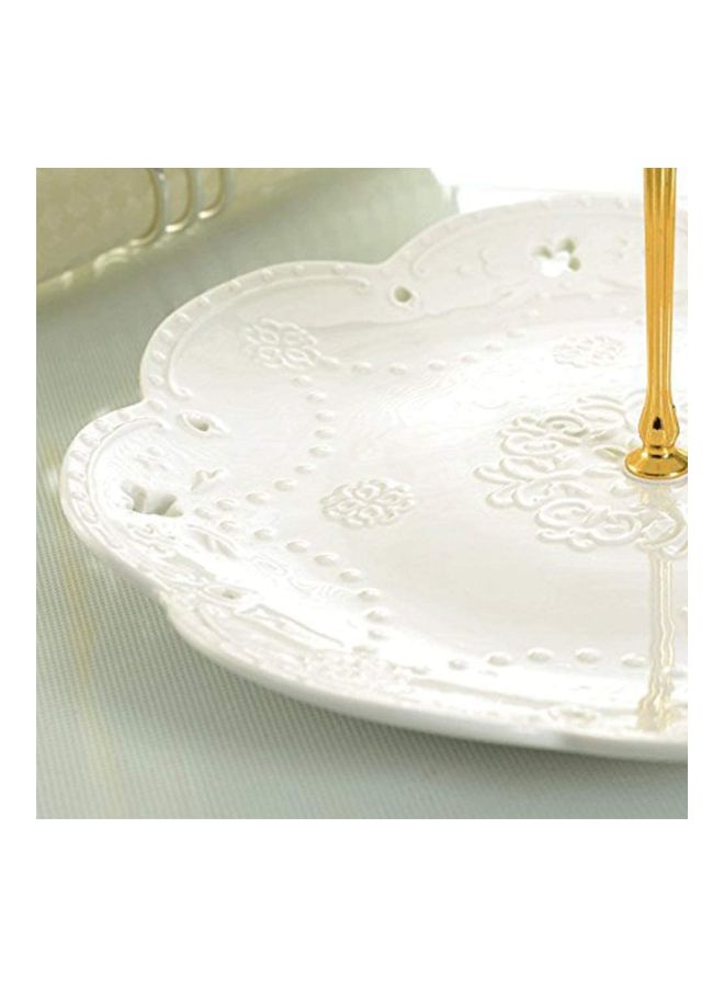 3-Tier Ceramic Cake Stand White/Gold 14.5inch - Image 4