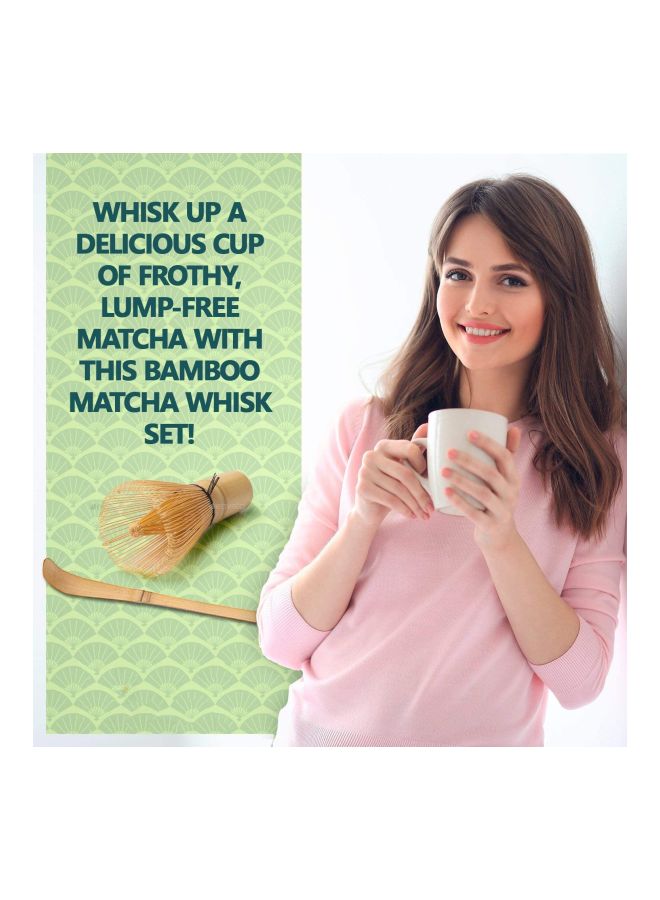 2-Piece Bamboo Whisk With Hooked Scoop Set Beige  - Image 3