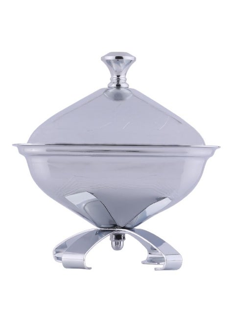 Date Bowl With Lid Chrome 13.5x13.5cm