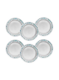 Corelle 6-Piece Livingware Country Cottage Rimmed Soup Plate Set White/Blue/Green 9.2x9.2x1.5cm 