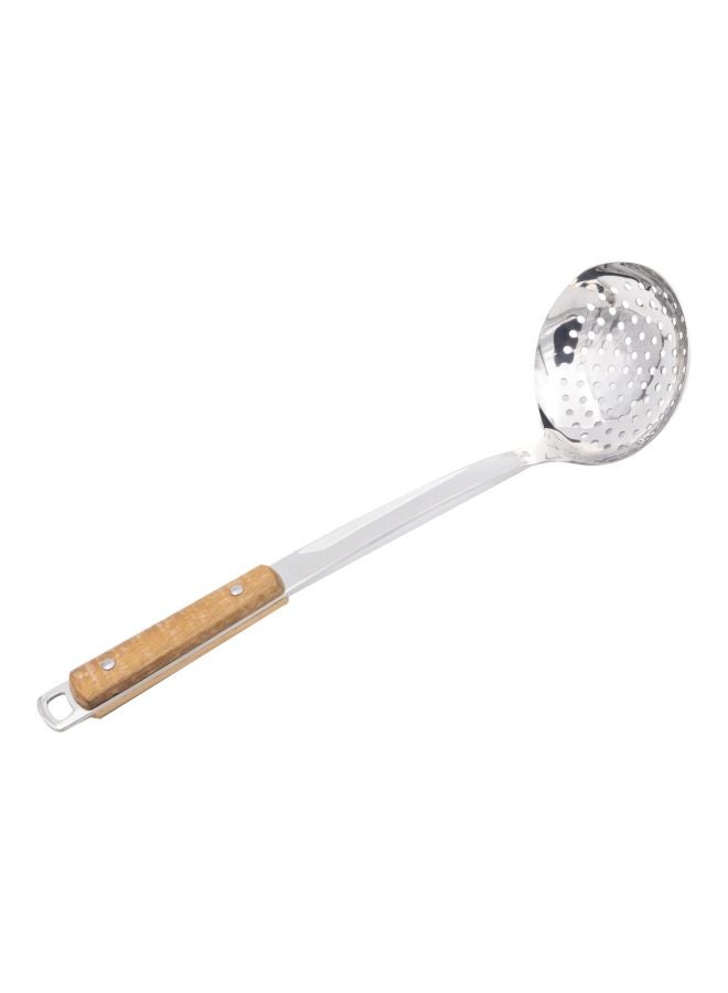 Stainless Steel Skimmer Spoon Silver/Brown 34x9.5x2cm  - Image 1