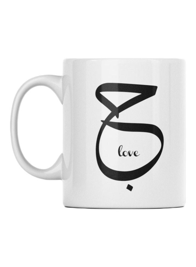أتيك مج سيراميك مطبوع بكلمة "Love" أبيض/ أسود