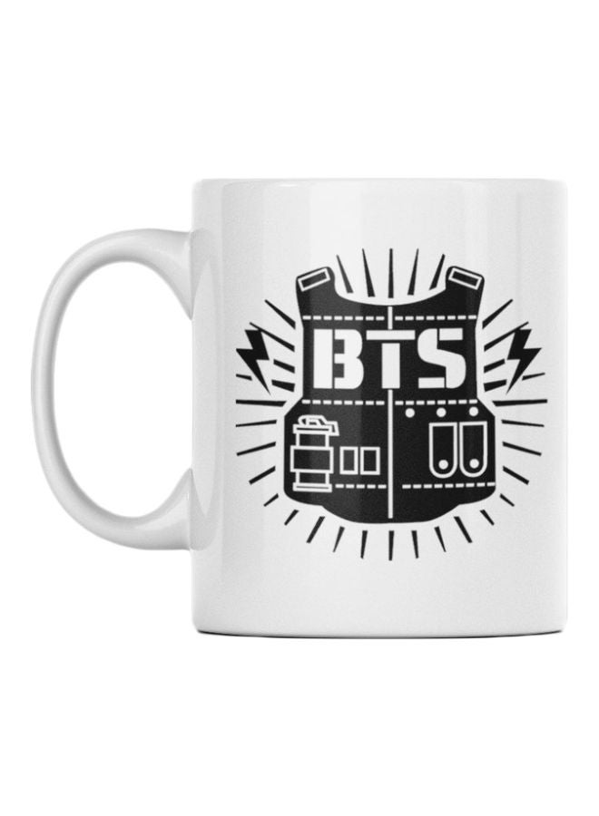 Atiq BTS Printed Ceramic Mug White/Black 