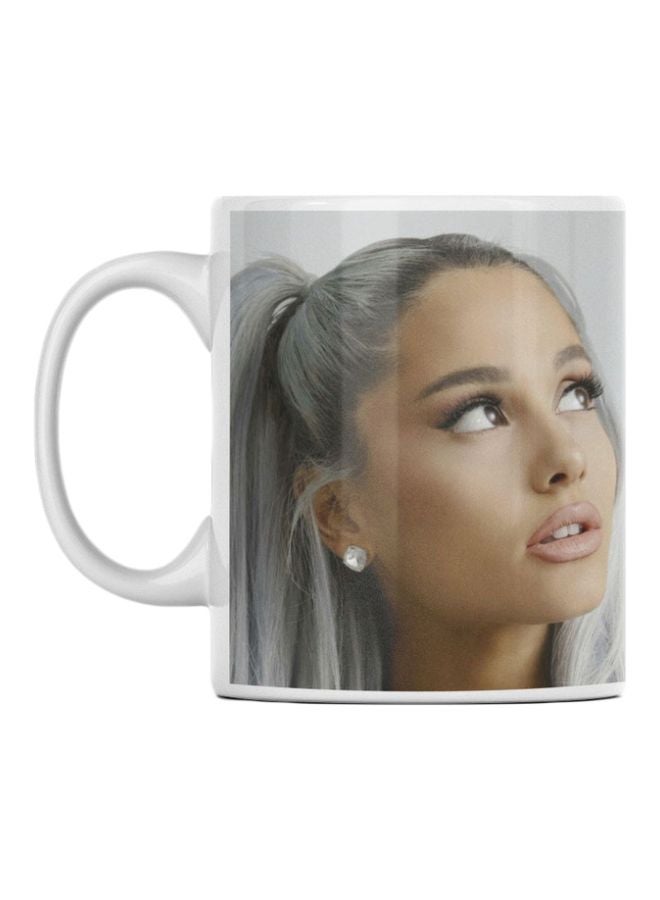 Atiq Woman Face Printed Ceramic Mug Beige/Grey/White 