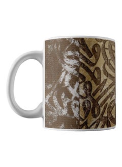 Atiq Typoghraphy Art Printed Ceramic Mug Brown/Beige/White 