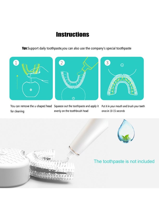 V-White Automatic Electric U-Shape Toothbrush White/Black One Size - Image 3