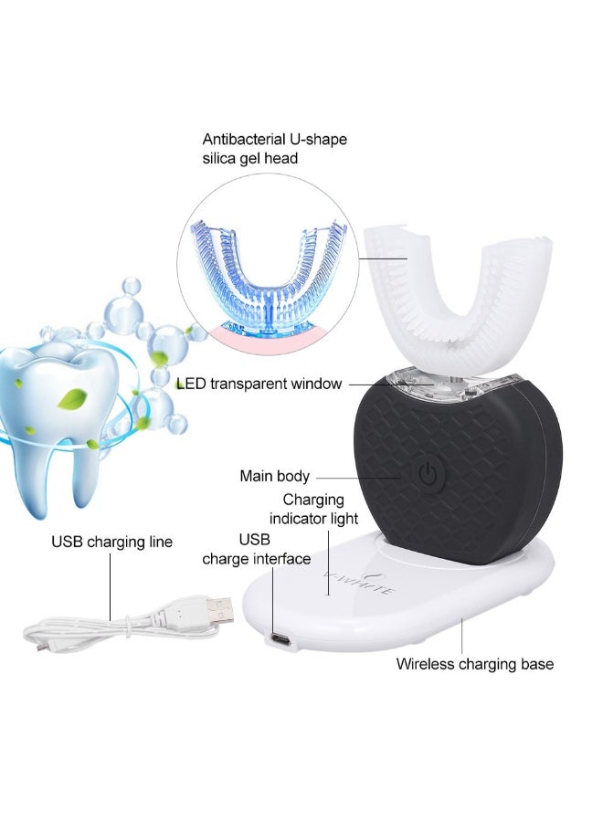 V-White Automatic Electric U-Shape Toothbrush White/Black One Size - Image 2