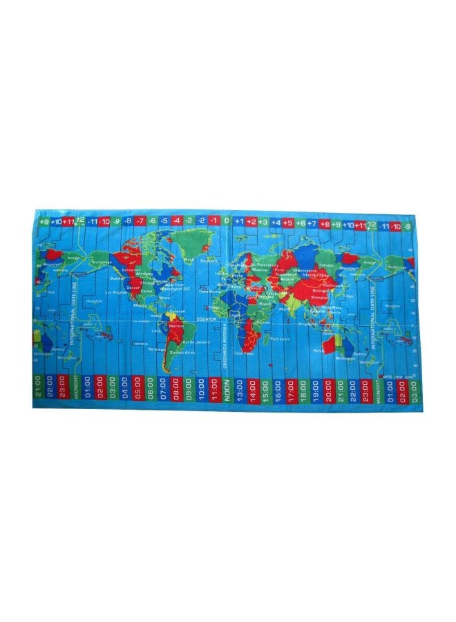 Printed Beach Towel Blue/Red/Green 30x60inch - Image 1