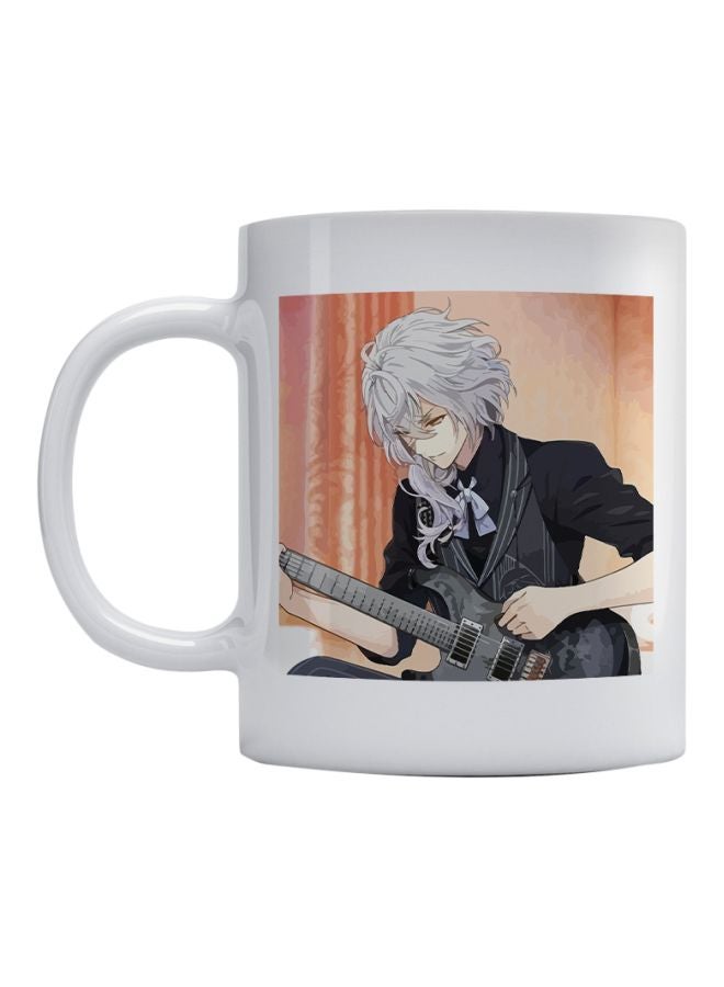 Atiq Guitar Player Anime Printed Coffee Mug White/Black/Beige 