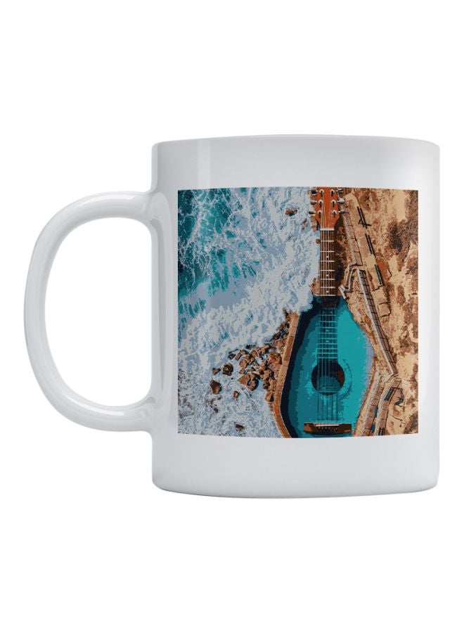 Atiq Guitar Printed Mug White/Blue/Brown 
