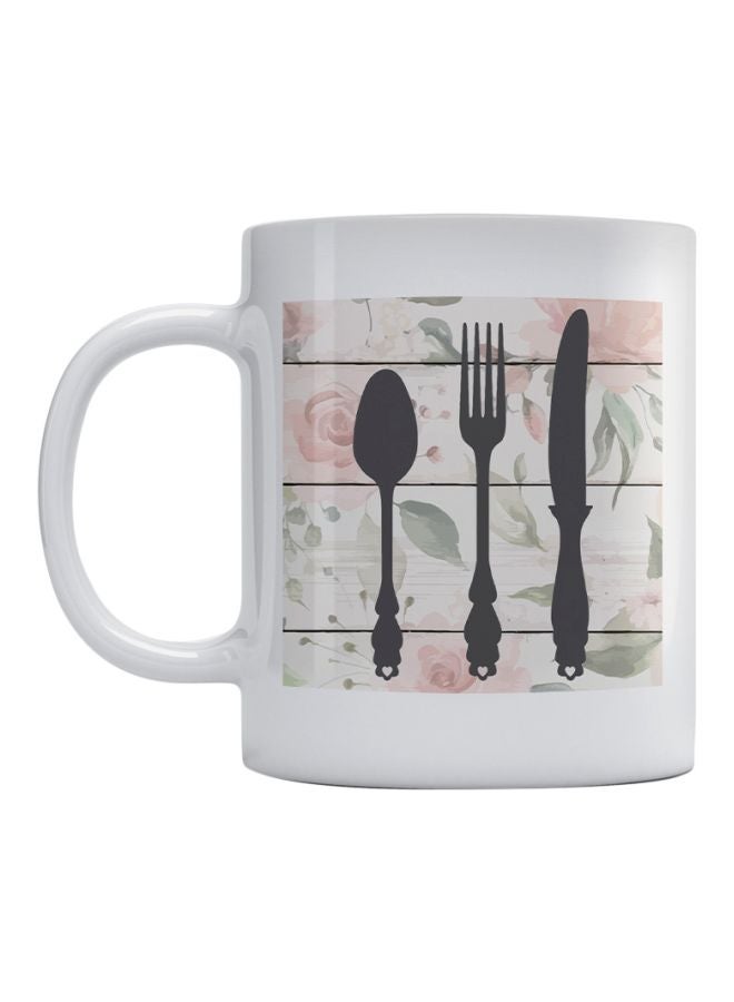 مج بطبعة ديكور المطبخ أبيض/أسود/وردي