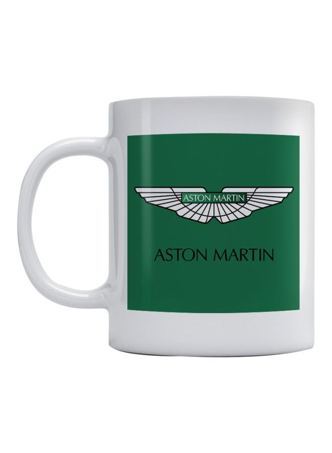 أتيك مج بطبعة شعار أستون مارتن أبيض/ أخضر/ أسود