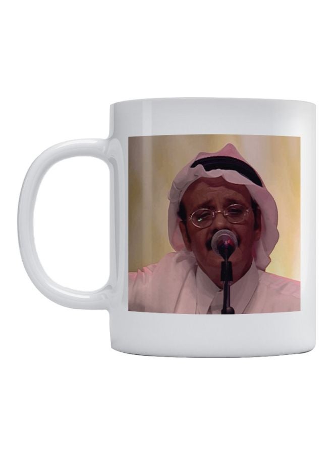 مج قهوة بطبعة صورة طلال مداح أبيض/أسود/بني 350ملليلتر