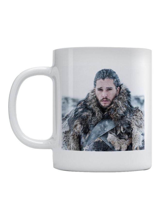 Jon Snow Game Of Thrones Printed Mug White/Black/Beige 350ml