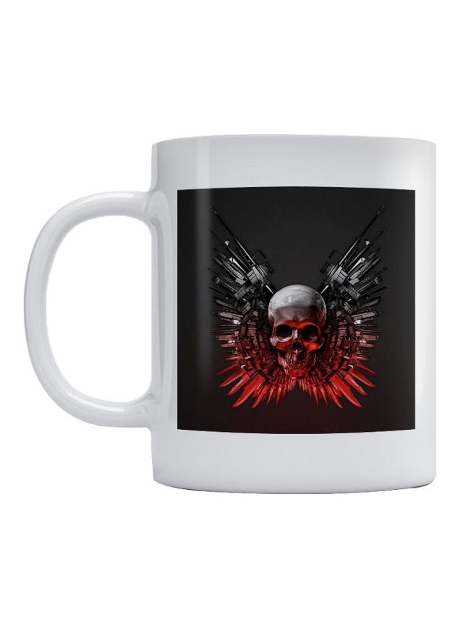 أتيك قدح مزين بطبعة جمجمة أبيض/أسود/أحمر