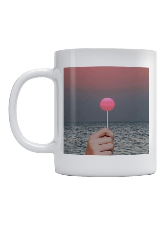 أتيك مج مُصمم بطبعة على شكل مصاصة أبيض/وردي/رمادي