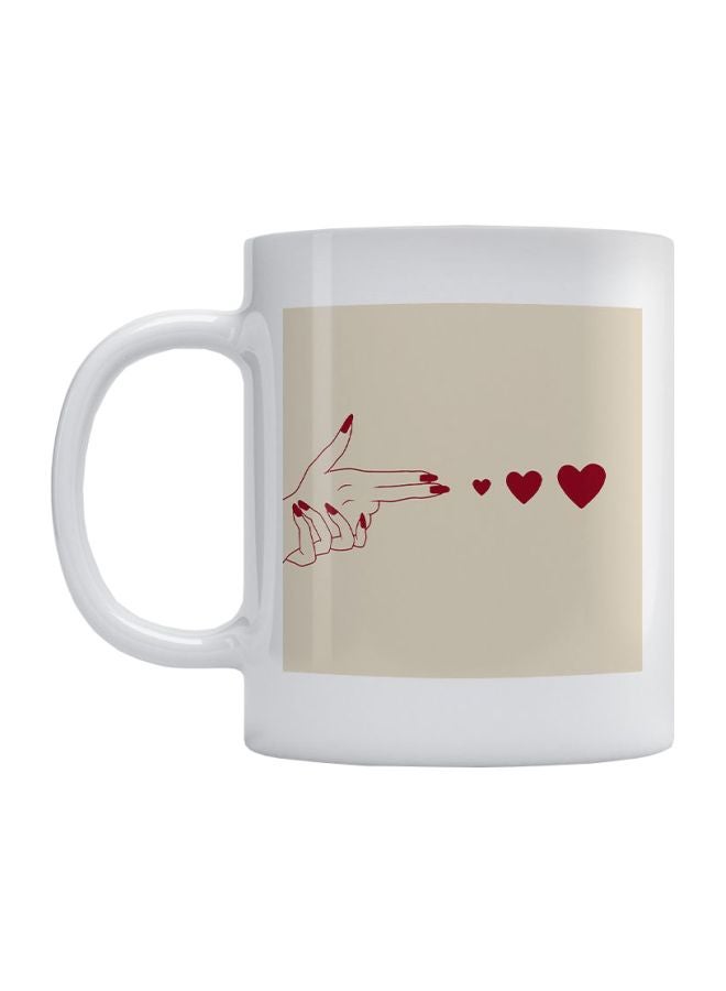 أتيك قدح مطبوع عليه كلمة Love أبيض\بيج\أحمر