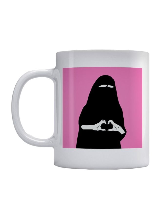 Atiq Arabic Girl Printed Mug White/Pink/Black