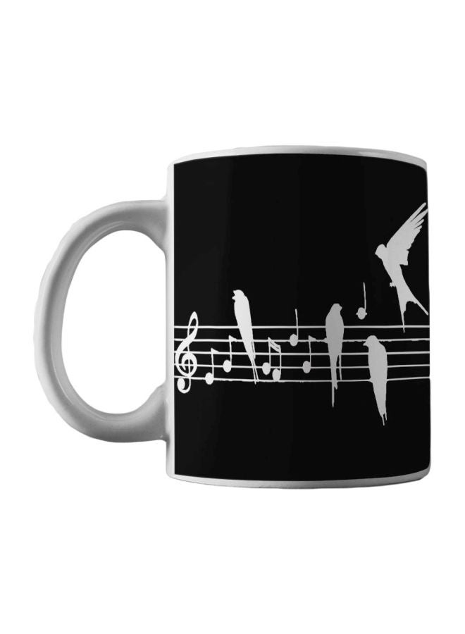 Atiq Music And Bird Printed Mug White/Black