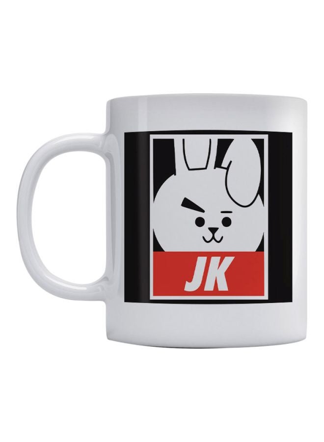 Atiq - JK BTS Squad Printed Mug White/Black/Red 350ml - Image 1