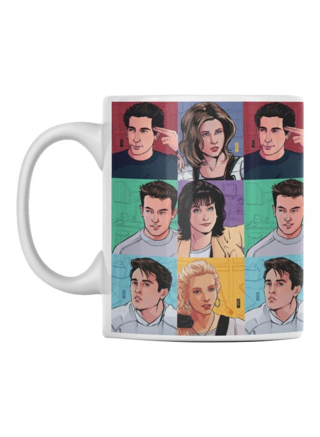 Atiq Friends Printed Mug White/Black/Blue 350ml 