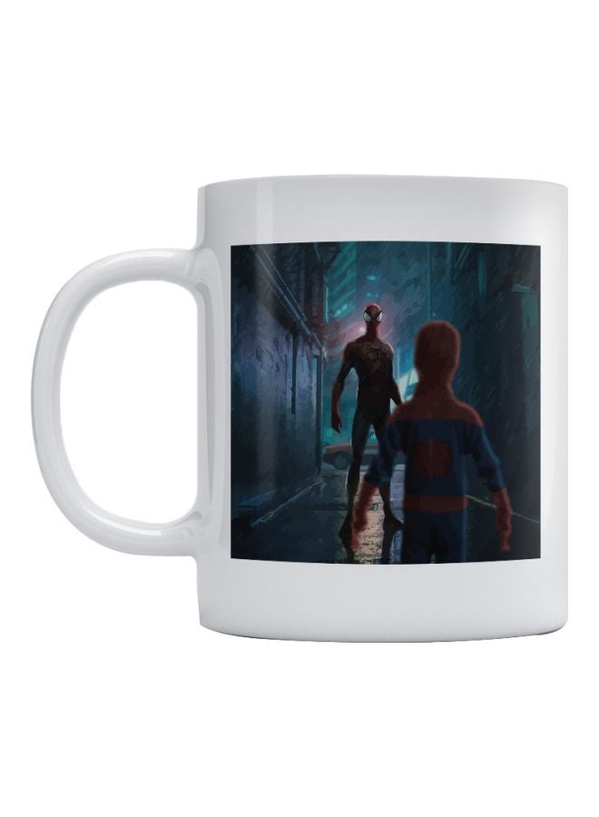 مج بطبعة صورة سبايدرمان أبيض/أزرق/أحمر