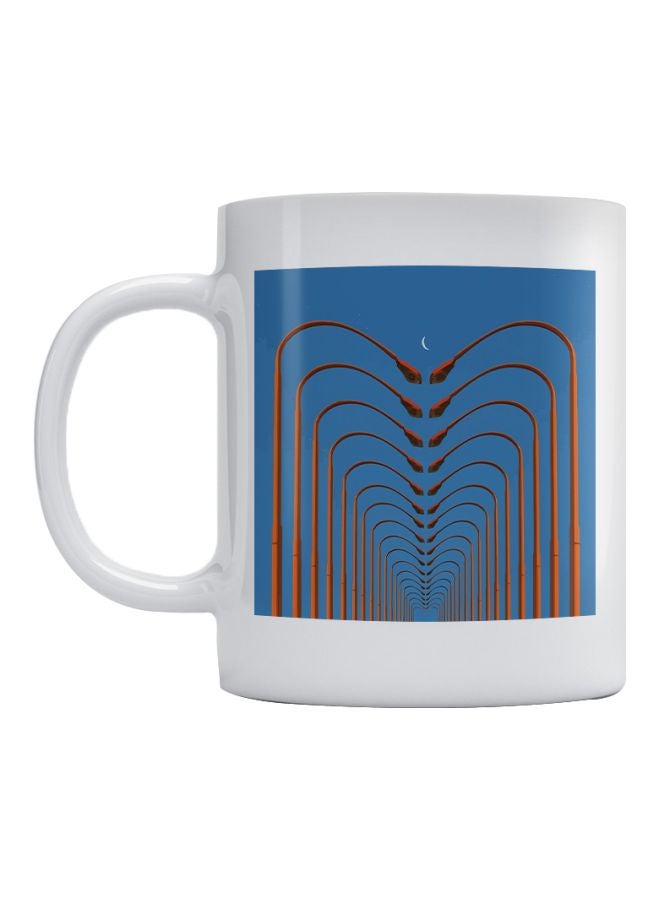 Atiq Street Lights Printed Mug White/Blue/Orange 