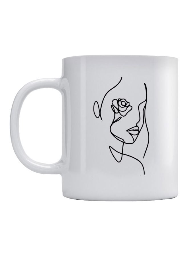 Atiq The Woman And The Rose Printed Mug White/Black 