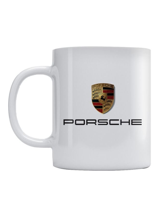 أتيك مج مزين بطبعة "Porsche" أبيض/أحمر/أسود 350ملليلتر 