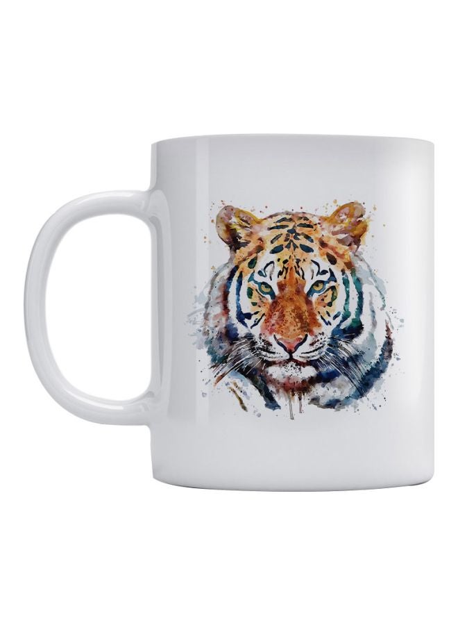 أتيك قدح بطباعة نمر أبيض/أسود/بني 350ملليلتر