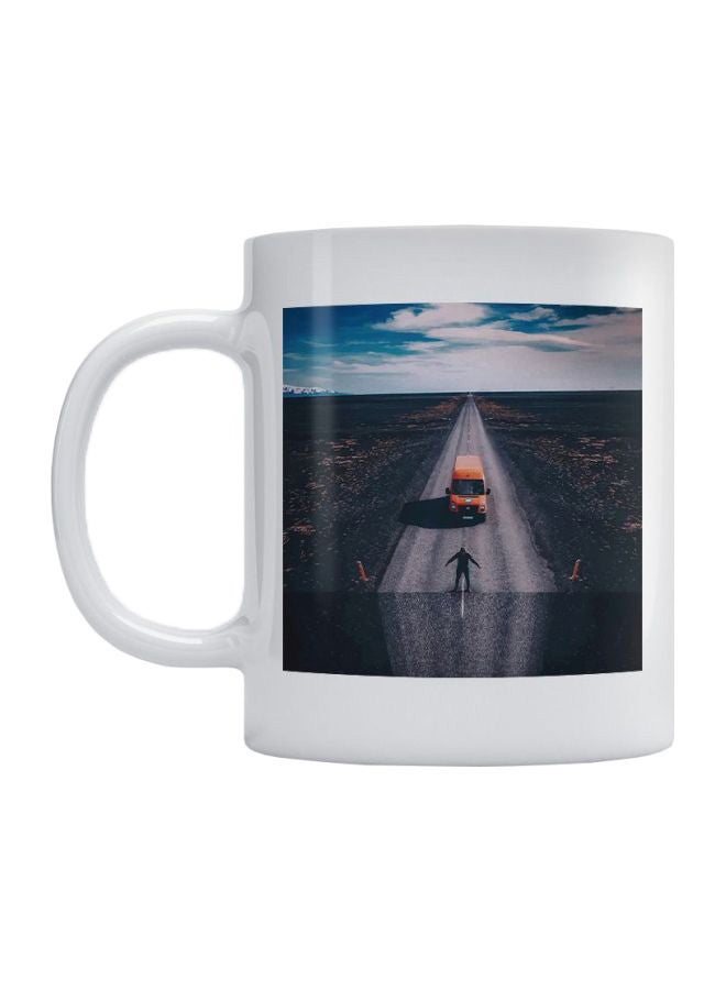 Atiq End Of The Road Printed Mug White/Blue/Black