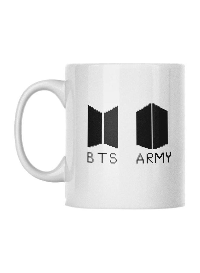 Atiq BTS Army Printed Coffee Mug White/Black 350ml