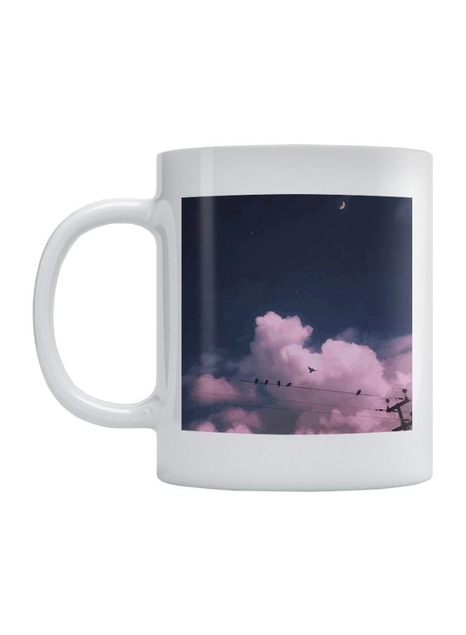 Atiq Clouds Printed Mug White/Blue/Black