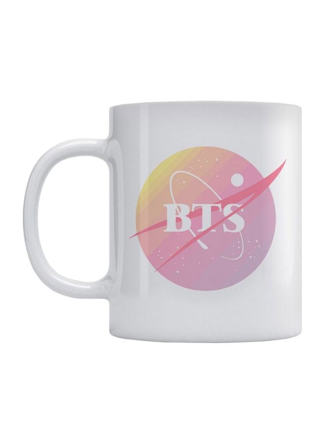 Atiq BTS Logo Printed Mug White/Pink/Yellow 350ml 